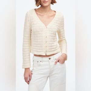 NEW Madewell Basket Weave Antique Cream Women's Cardigan Shirt XS